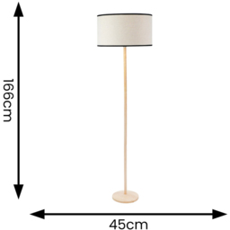 ValueLights Triston Black Edge Drum Shade Light Wood LED Floor Lamp - Cream - Wilko - thumbnail 7