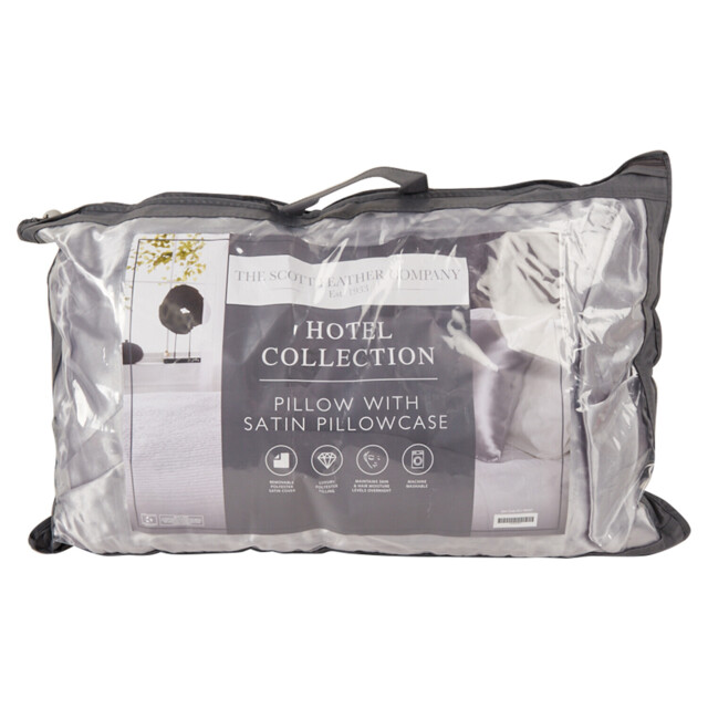 Satin Pillow with Pilowcase - Silver - Size: Single - The Scott Feather Company - Wilko - image 1