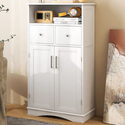 Costway 2 Drawer 2 Door Single Shelf White Bathroom Floor Cabinet - Size: 60 x 30 x 108cm - Wilko