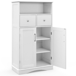 Costway 2 Drawer 2 Door Single Shelf White Bathroom Floor Cabinet - Size: 60 x 30 x 108cm - Wilko - thumbnail 3