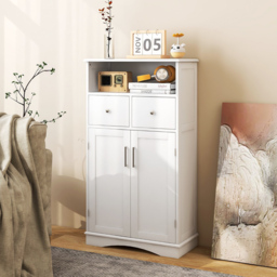 Costway 2 Drawer 2 Door Single Shelf White Bathroom Floor Cabinet - Size: 60 x 30 x 108cm - Wilko - thumbnail 4