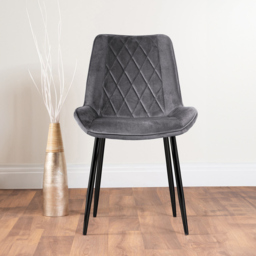Furniturebox Arona Cesano 6 Seater Round Dining Set Grey and Black - Wilko - thumbnail 4