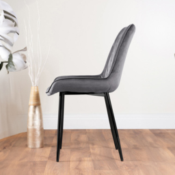 Furniturebox Arona Cesano 6 Seater Round Dining Set Grey and Black - Wilko - thumbnail 5