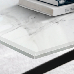 Furniturebox Tavalo White Marble Effect Glass Coffee Table with Black Legs - Size: 120 x 60 x 45cm - Wilko - thumbnail 4