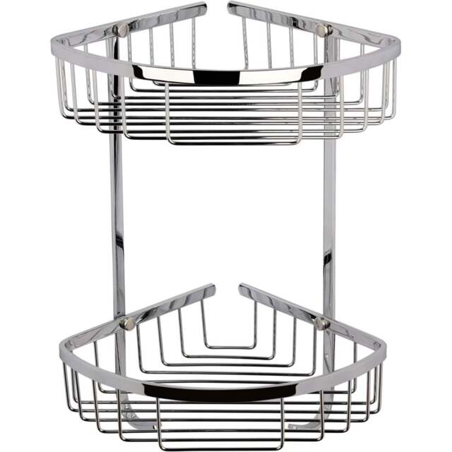 nuie Chrome Wirework Large 2 Tier Corner Basket - Size: 3.6 x 2.05 x 2cm - Silver - Wilko - image 1