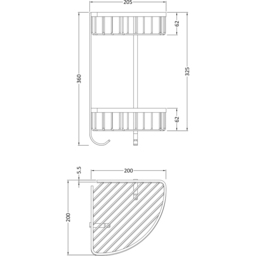 nuie Chrome Wirework Large 2 Tier Corner Basket - Size: 3.6 x 2.05 x 2cm - Silver - Wilko - thumbnail 3