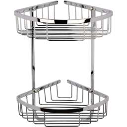 nuie Chrome Wirework Large 2 Tier Corner Basket - Size: 3.6 x 2.05 x 2cm - Silver - Wilko - thumbnail 1