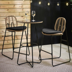 Furniturebox Rio Light Brown and Black Rattan Outdoor Bar Set - Wilko - thumbnail 1