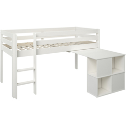 Noomi Nora White Mid Sleeper Bed Workstation Cabin with Pull-Out Desk and Storage - Size: 116.5 x 105.4 x 206.1cm - Wilko - thumbnail 4