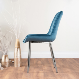 Furniturebox Molini Cesano 6 Seater Dining Set White Gloss Blue and Chrome - Wilko - thumbnail 5