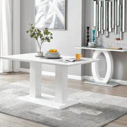 Furniturebox Molini Cesano 6 Seater Dining Set White Gloss Blue and Chrome - Wilko - thumbnail 3