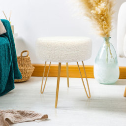 Harbour Housewares Cream and Gold Boucle Round Footstool with Storage - Size: 46 x 37 x 37cm - Wilko - thumbnail 6