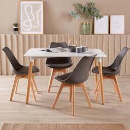 Home Source Braga 4 Seater White Dining Table with Grey Lisbon Chairs - Wilko - thumbnail 1