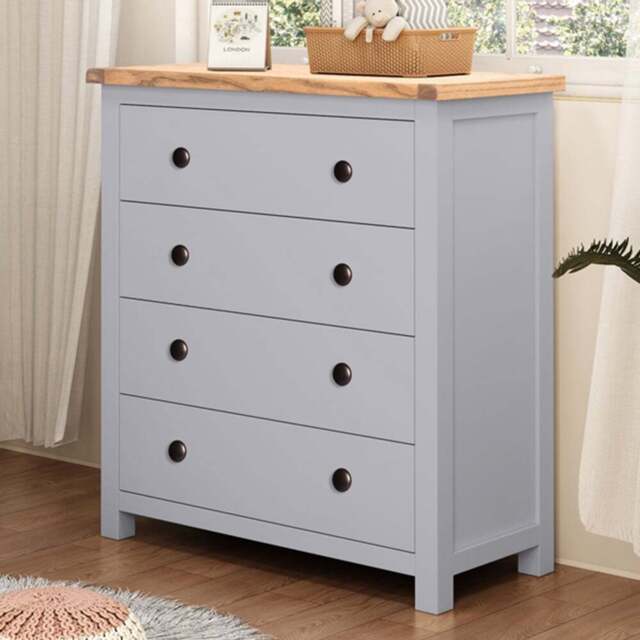 Mirano 4 Drawer Grey Chest of Drawers with Brass Knob and Legs - Wilko - image 1
