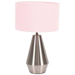 ValueLights Jax Reni Blush Pink and Chrome Drum Shade Touch LED Table Lamp - Size: 41 x 25 x 25cm - Silver - Wilko - thumbnail 1