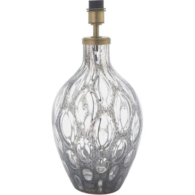 Merano Vibo Charcoal Glass and Antique Brass Plate Table Lamp - Size: 25 x 25 x 52cm - Brown - Wilko - image 1