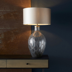 Merano Vibo Charcoal Glass and Antique Brass Plate Table Lamp - Size: 25 x 25 x 52cm - Brown - Wilko - thumbnail 5