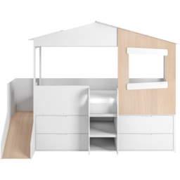 Flair Dreamland White and Oak Play House Slide Mid Sleeper with Storage - Size: Single - Wilko - thumbnail 4
