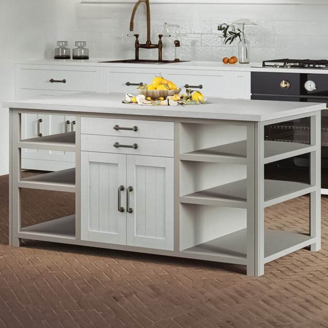 Baumhaus Greystone 2 Door 2 Drawer 6 Shelf Grey Kitchen Island - Wilko - image 1