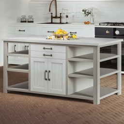 Baumhaus Greystone 2 Door 2 Drawer 6 Shelf Grey Kitchen Island - Wilko - thumbnail 1