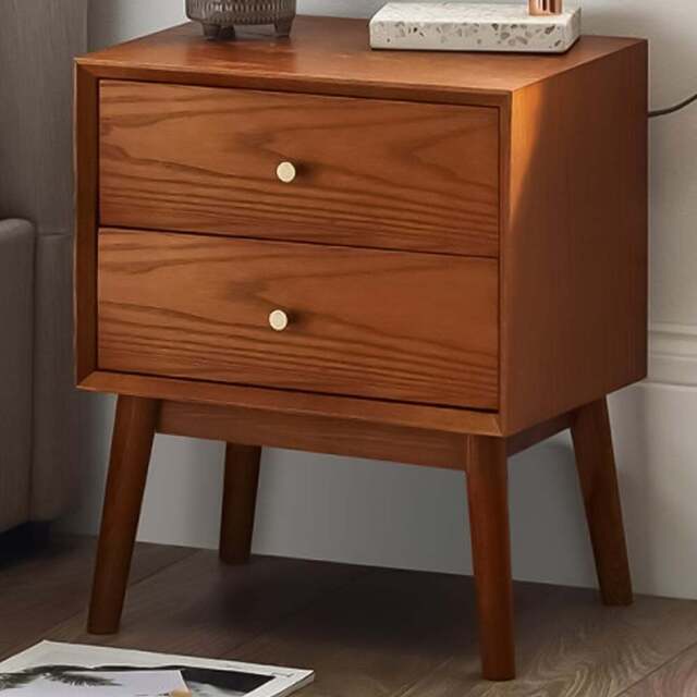 Julian Bowen Lowry 2 Drawer Cherry Ash Wood Bedside Table - Grey - Wilko - image 1