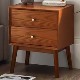 Julian Bowen Lowry 2 Drawer Cherry Ash Wood Bedside Table - Grey - Wilko - thumbnail 1
