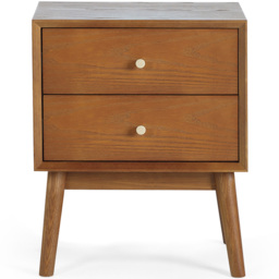 Julian Bowen Lowry 2 Drawer Cherry Ash Wood Bedside Table - Grey - Wilko - thumbnail 4