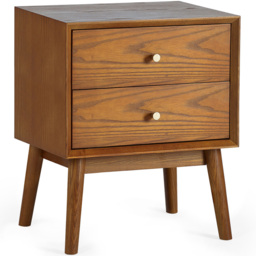 Julian Bowen Lowry 2 Drawer Cherry Ash Wood Bedside Table - Grey - Wilko - thumbnail 3