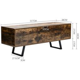 H&O Direct Industrial Wooden Storage Bench with Flip Top - Size: 44 x 117 x 38cm - Brown - Wilko - thumbnail 6