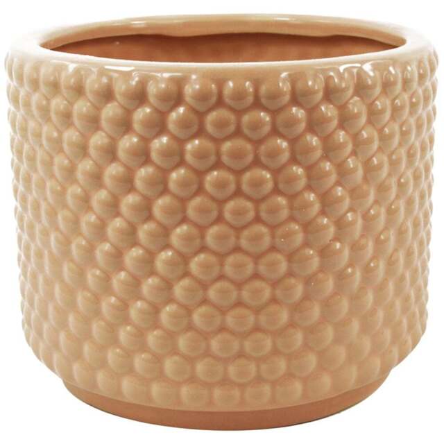 Botanik Pink Dots Ceramic Planter 12.5 x 15cm - Size: 12.5 x 15 x 15cm - Orange - Wilko - image 1