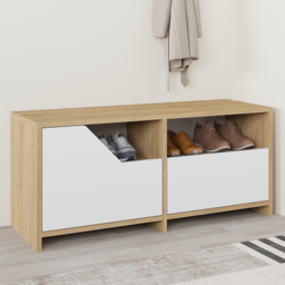 Decortie Nexus 2 Door Single Shelf Oak White Shoe Cabinet - Size: 47 x 105 x 37cm - Multi - Wilko - thumbnail 1