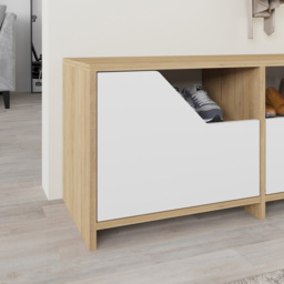 Decortie Nexus 2 Door Single Shelf Oak White Shoe Cabinet - Size: 47 x 105 x 37cm - Multi - Wilko - thumbnail 4
