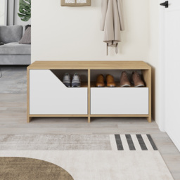 Decortie Nexus 2 Door Single Shelf Oak White Shoe Cabinet - Size: 47 x 105 x 37cm - Multi - Wilko - thumbnail 6