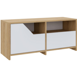 Decortie Nexus 2 Door Single Shelf Oak White Shoe Cabinet - Size: 47 x 105 x 37cm - Multi - Wilko - thumbnail 3