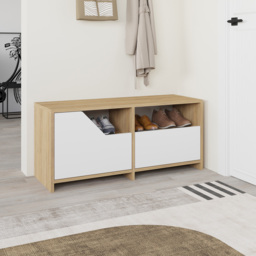 Decortie Nexus 2 Door Single Shelf Oak White Shoe Cabinet - Size: 47 x 105 x 37cm - Multi - Wilko - thumbnail 5