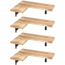 Living and Home 4 Piece Natural L-Shaped Wall-Mounted Shelf - Size: 14 x 40.4 x 29cm - Wilko - thumbnail 3