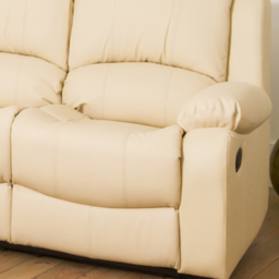 Glendale 3 Seater Cream Bonded Leather Manual Recliner Sofa - Artemis Home - Wilko - thumbnail 4