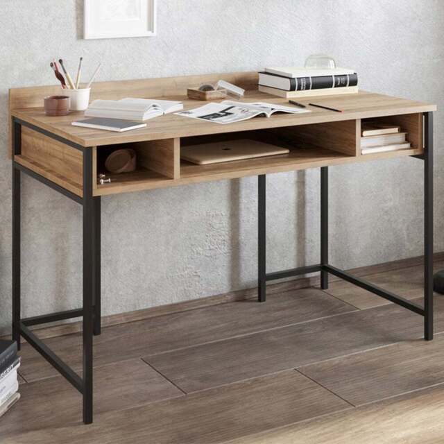 Decorotika Tumata 3 Shelf Study Desk Walnut and Black - Size: 65.2 x 120 x 62cm - Multi - Wilko - image 1