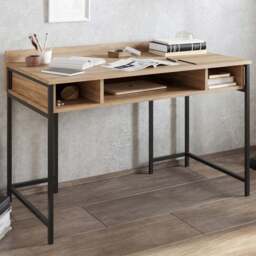 Decorotika Tumata 3 Shelf Study Desk Walnut and Black - Size: 65.2 x 120 x 62cm - Multi - Wilko