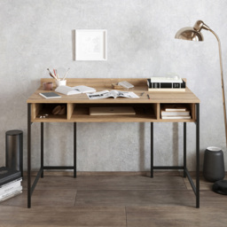 Decorotika Tumata 3 Shelf Study Desk Walnut and Black - Size: 65.2 x 120 x 62cm - Multi - Wilko - thumbnail 4