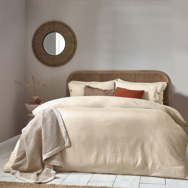 Yard Lark Double Natural Muslin Cotton Duvet Set - Cream - Yard Living - Wilko - image 1