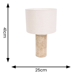 ValueLights Chloe Marble Effect Natural Drum Shade LED Table Lamp - Size: 41 x 25 x 25cm - Cream - Wilko - thumbnail 5