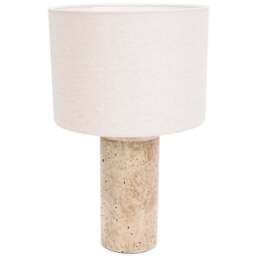 ValueLights Chloe Marble Effect Natural Drum Shade LED Table Lamp - Size: 41 x 25 x 25cm - Cream - Wilko - thumbnail 1