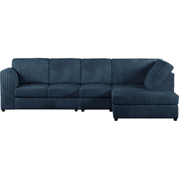 Luxor 4 Seater Navy Blue Jumbo Cord Right Hand Facing Full Back L Shaped Corner Sofa Set - Wilko - thumbnail 3