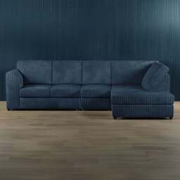 Luxor 4 Seater Navy Blue Jumbo Cord Right Hand Facing Full Back L Shaped Corner Sofa Set - Wilko - thumbnail 1
