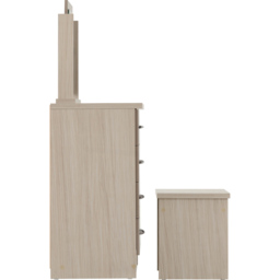 Seconique Nevada Oyster Gloss Light Oak Effect Veneer Dressing Table Set with Mirror - Size: 40 x 100 x 77cm - Brown - Wilko - thumbnail 6