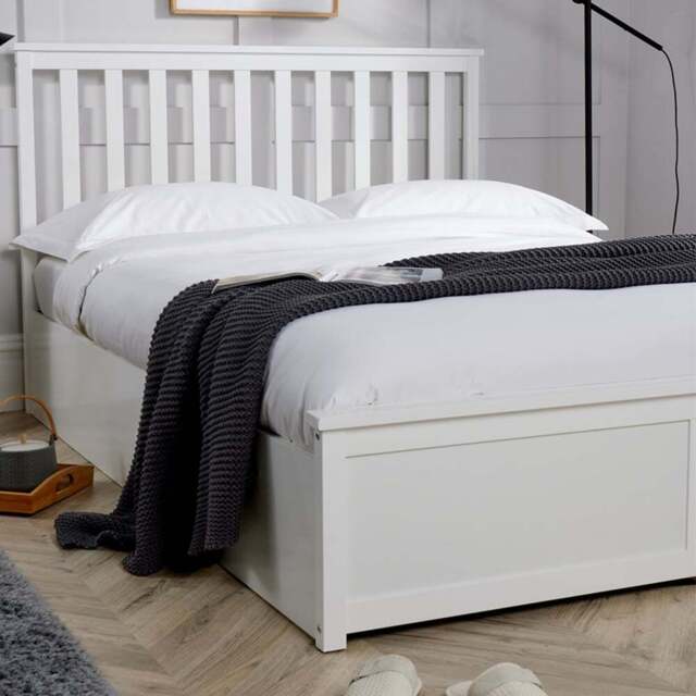 Home Source Florida King Size White Wood Ottoman Bed - Wilko - image 1