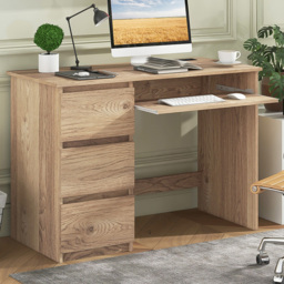 Costway 3 Drawer Computer Desk with Power Outlet Natural - Size: 106 x 50 x 75cm - n/a - Wilko - thumbnail 1