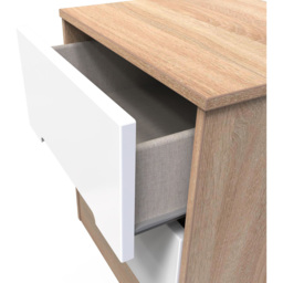 Crowndale Monaco 2 Drawer White Gloss and Bardolino Oak Compact Bedside Cabinet Ready Assembled - White Gloss & Bardolino Oak - Wilko - thumbnail 7