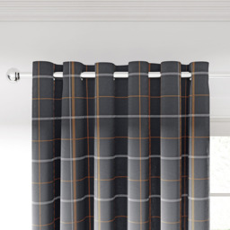 Helena Springfield Harper Woven Lined Charcoal and Ginger Eyelet Curtains 228 x 183cm - Size: W 228 x D 183cm - Charcoal/Ginger - Wilko - thumbnail 3
